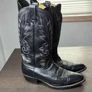Dan Post 10 R Black Leather Cowboy Boots Milwaukee Style